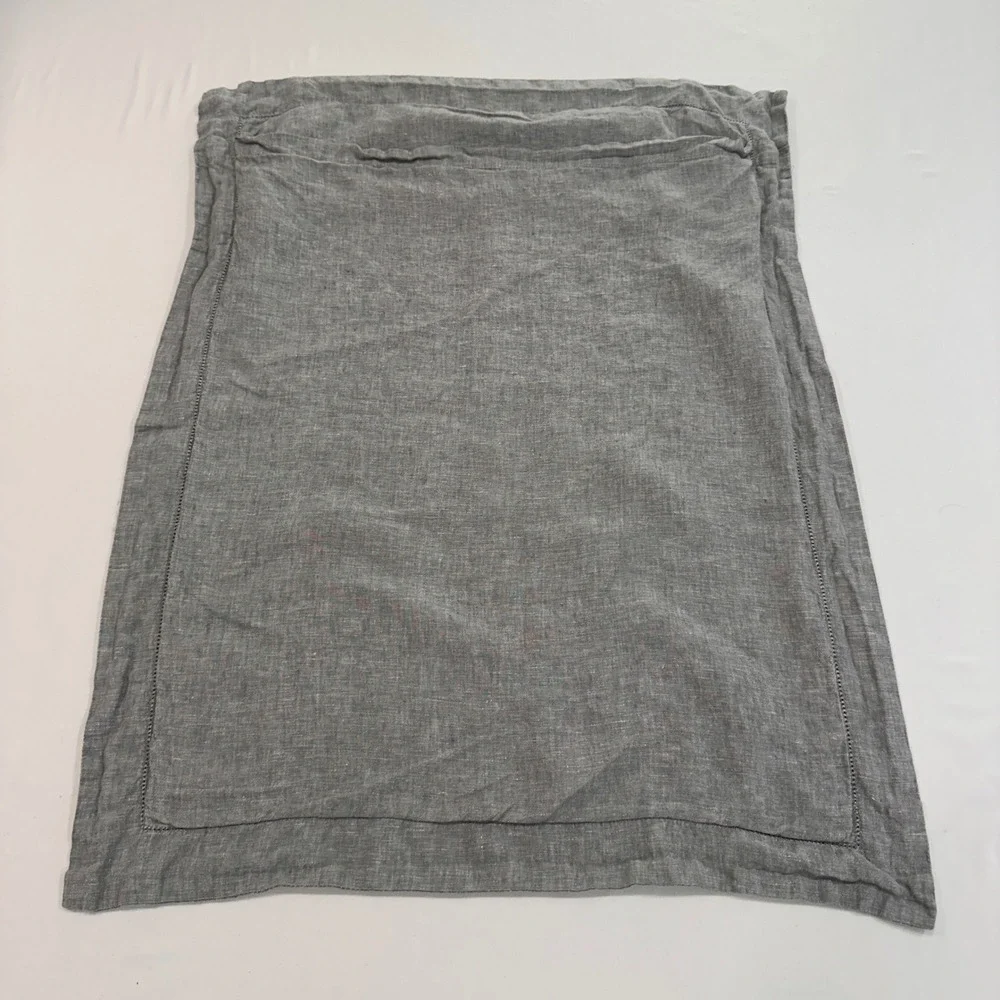 Pottery‎ Barn Belgian Flax Linen Standard Pillow Sham Grey Hemstitch | Farmhouse